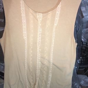 5/$20 Zinc Sleeveless Tan with Lace Stretchy Top